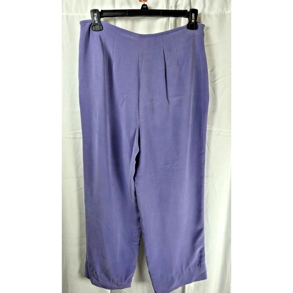 Lord & Taylor Petites 100% Silk Pants Women’s Size 14P Purple Wide Leg Dressy - Picture 9 of 9